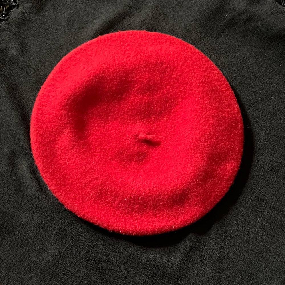 Vibrant Red Wool Beret